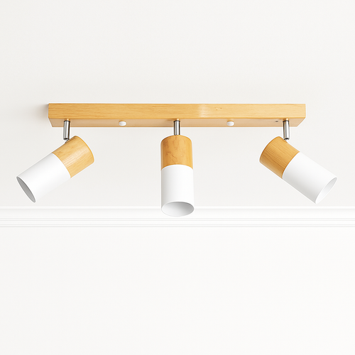plafonnier nordique en bois avec projecteur rotatif réglable