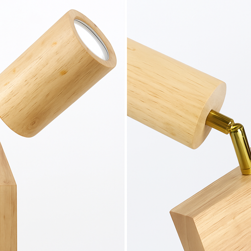 plafonnier nordique en bois avec projecteur rotatif réglable