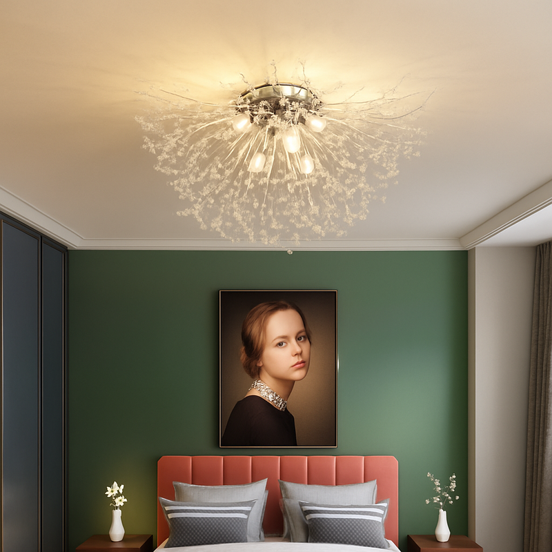 plafonnier nordique en cristal design moderne créatif rond pissenlit