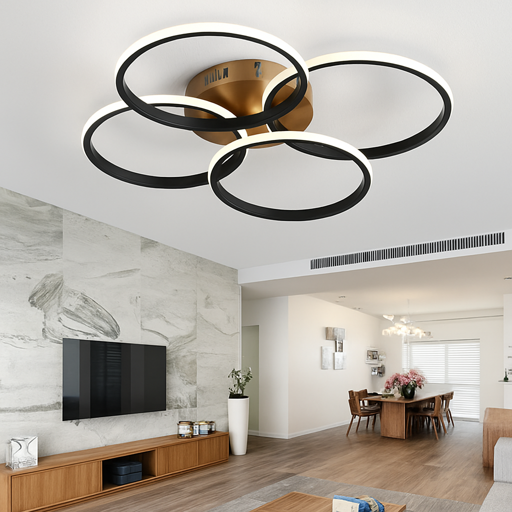 plafonnier nordique à led éclairage annulaire luxe moderne - vue 4 sur 19
