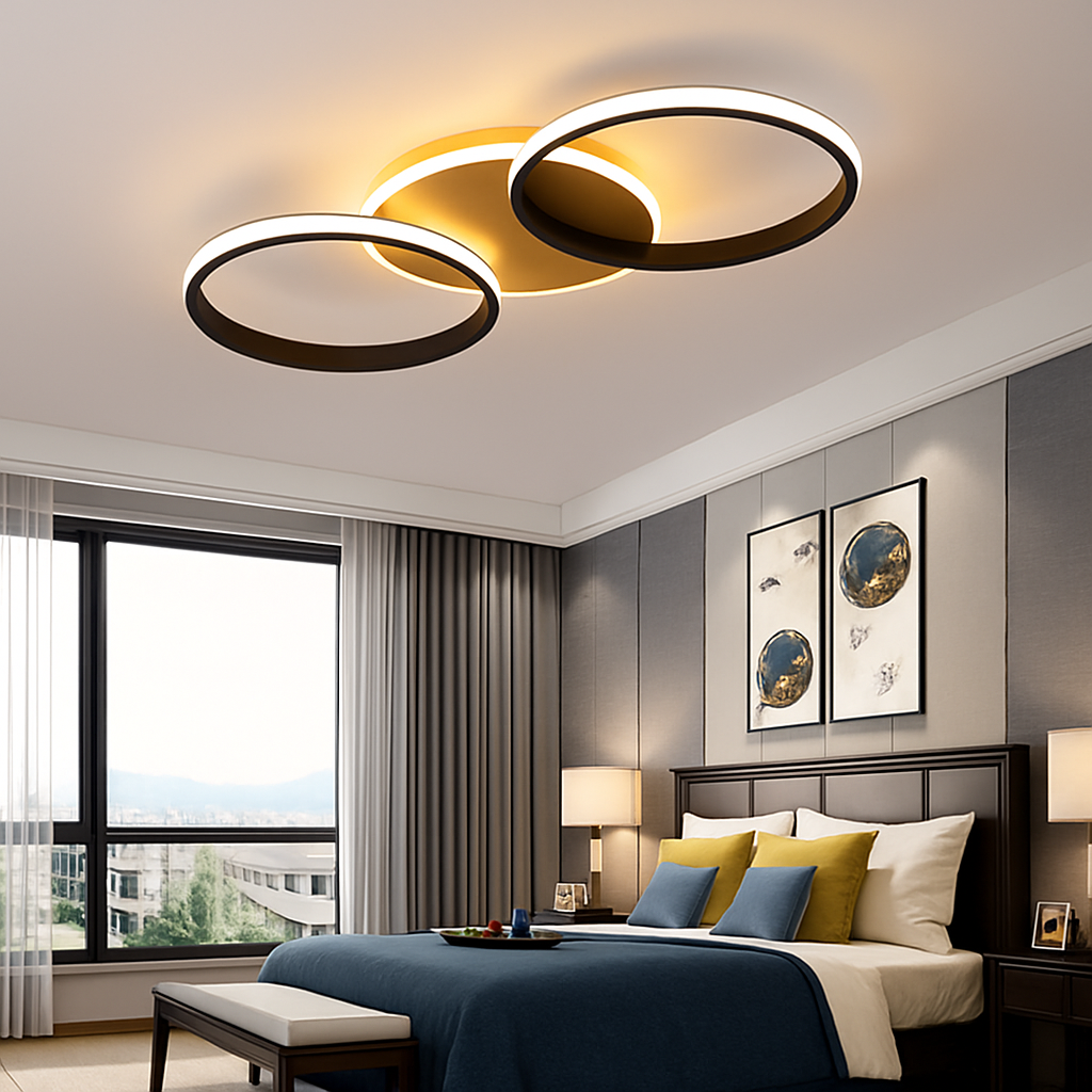 plafonnier nordique à led éclairage annulaire luxe moderne - vue 5 sur 19