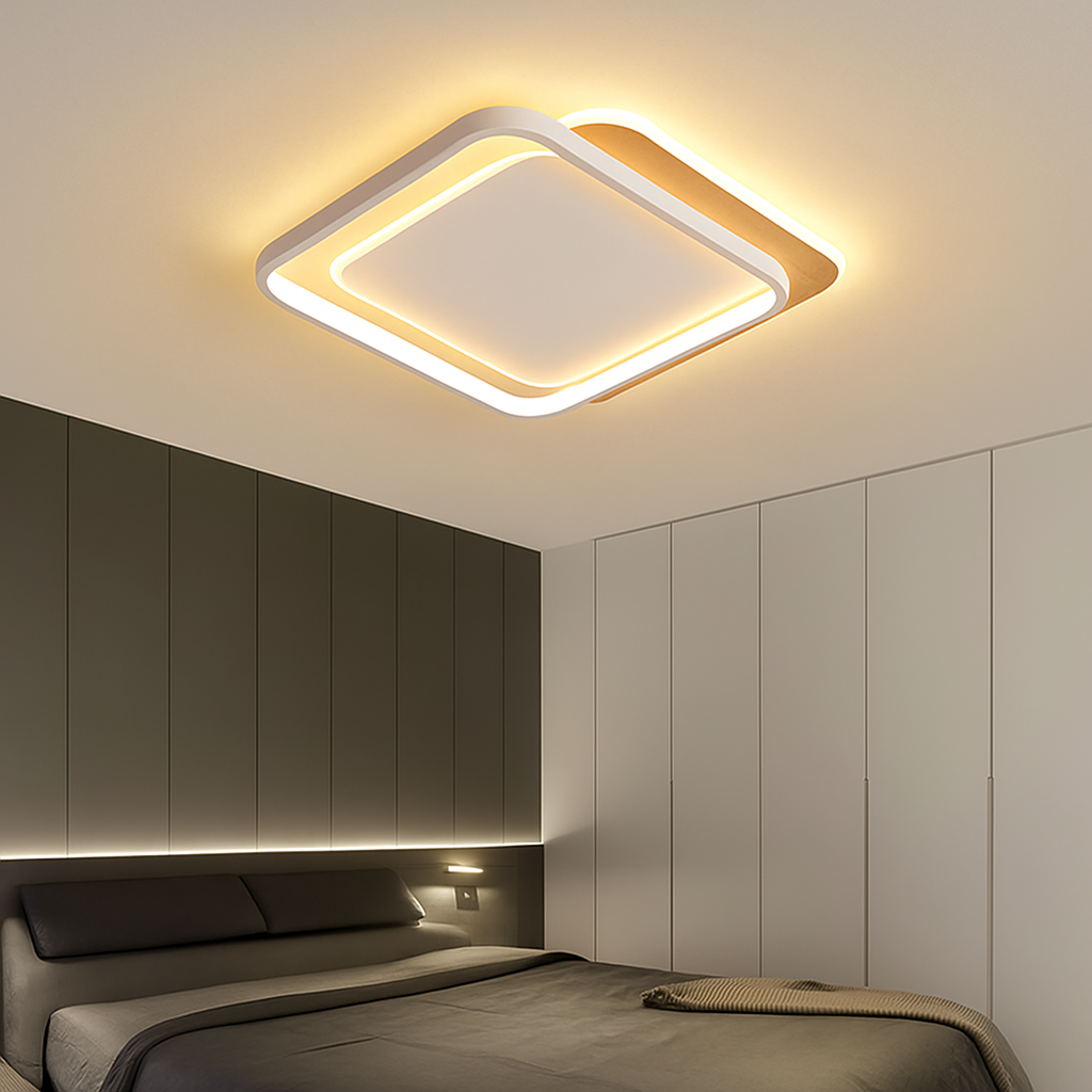 plafonnier nordique led en bois aluminium ultra-mince et créatif - vue 4 sur 18