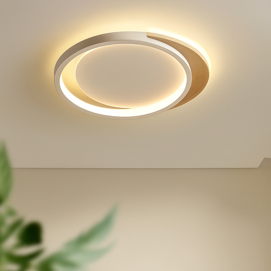 plafonnier nordique led en bois aluminium ultra-mince et créatif - vue 7 sur 18