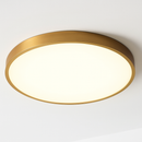 Plafonnier plat et rond doré à LED