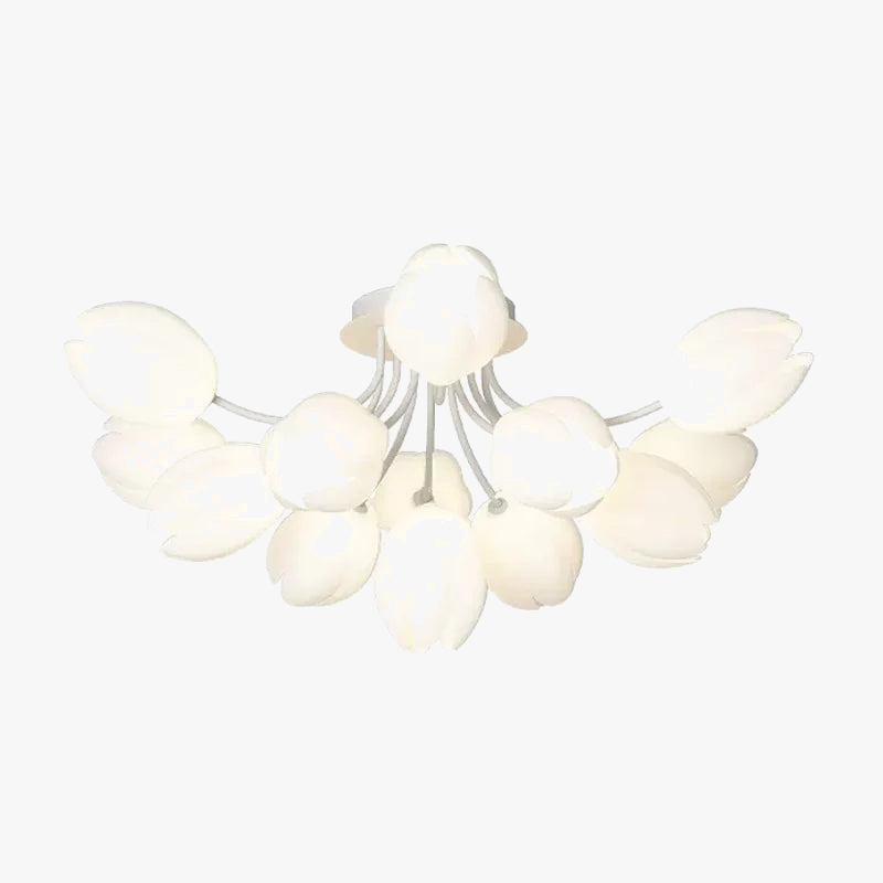 Plafonnier romantique monté blanc fleur