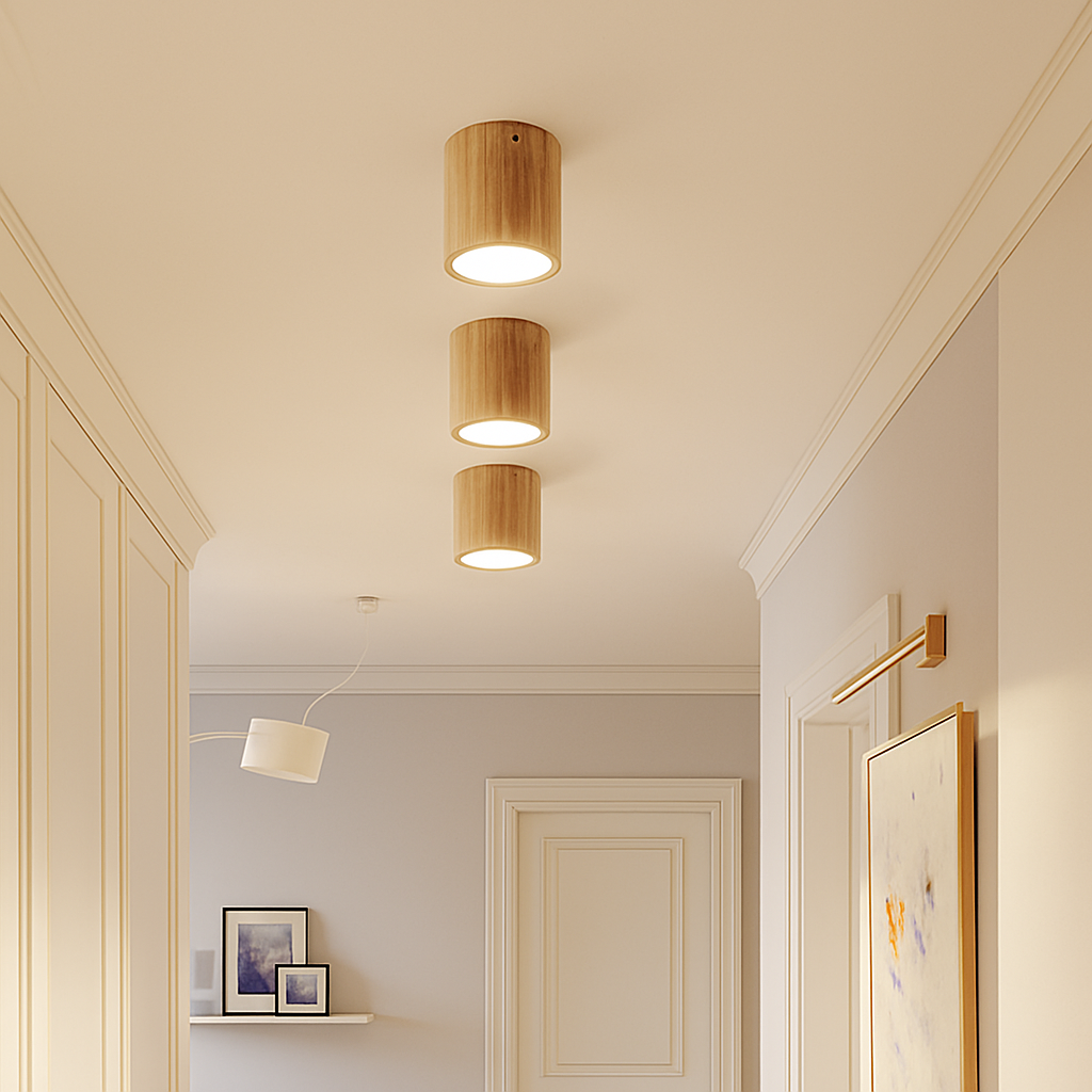 Plafonnier spot à LED cube en bois - vue 4 sur 5