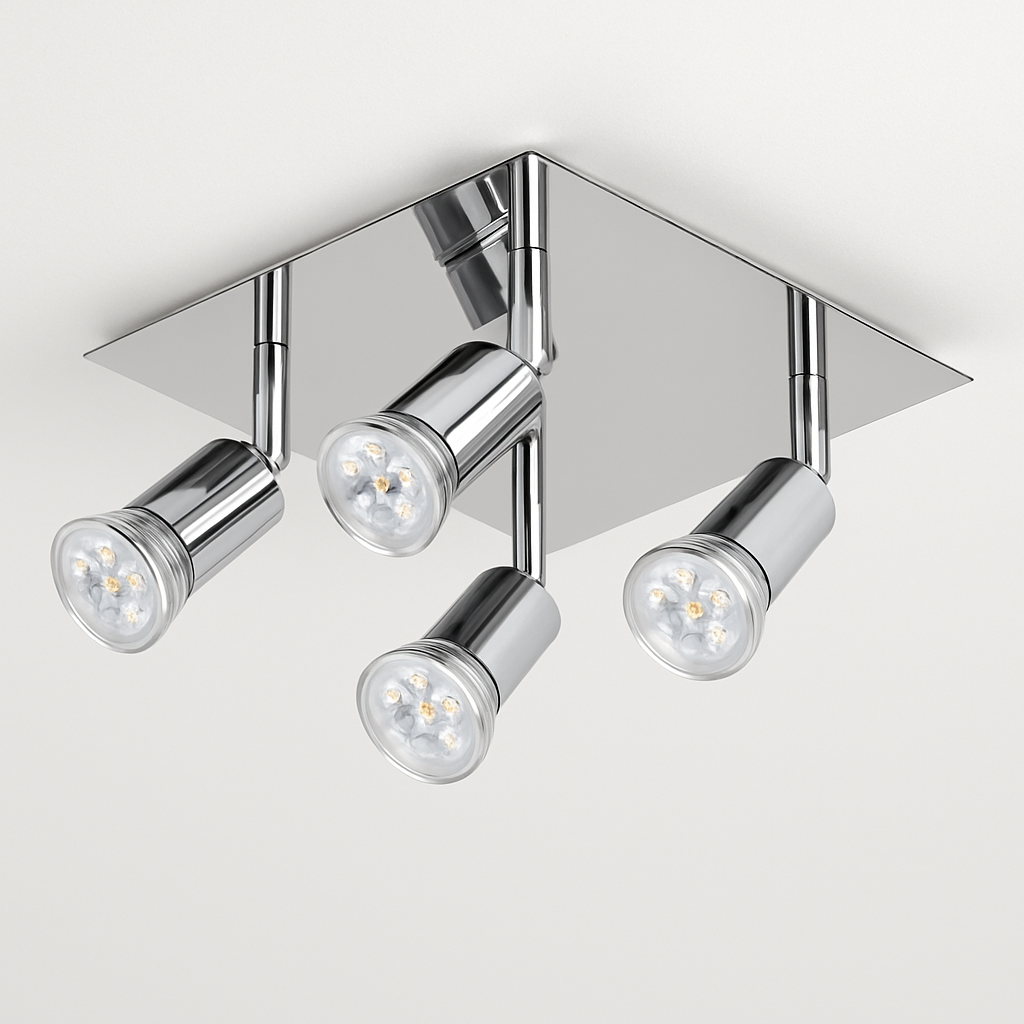 Plafonnier à spots LED dirigeables chromé Satin - vue 3 sur 4
