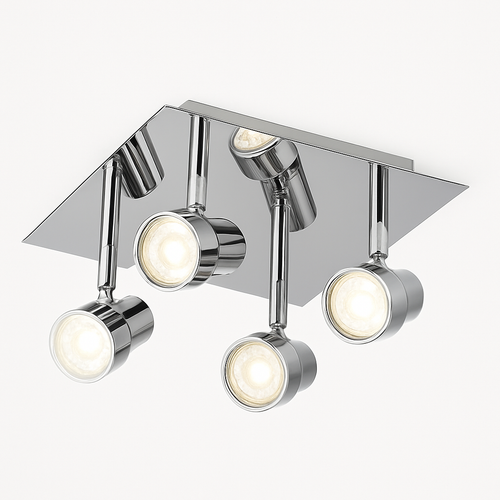 Plafonnier à spots LED dirigeables chromé Satin