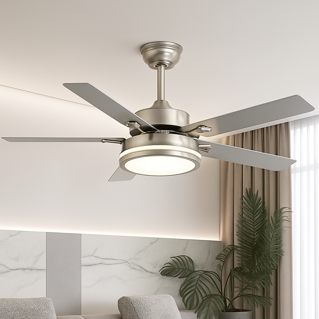 plafonnier ventilateur moderne avec télécommande et éclairage led - vue 7 sur 8
