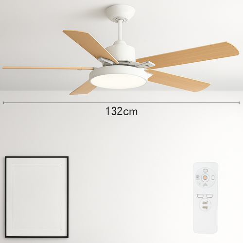 Vintage Deckenventilator mit LED und Fernbedienung - vue 12 sur 12