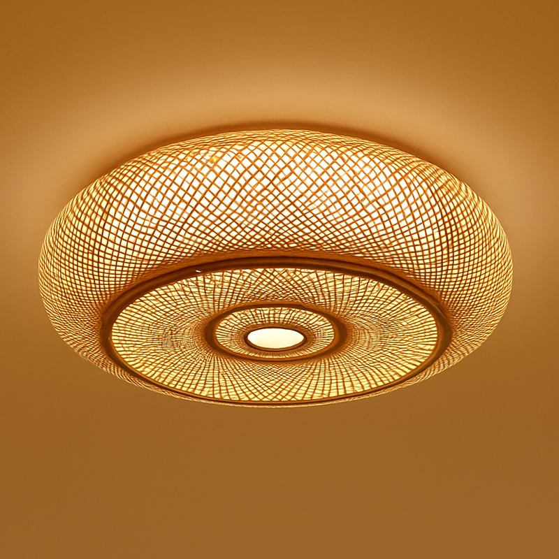 plafonniers en rotin suspension lampe décorative art lustre abat-jour