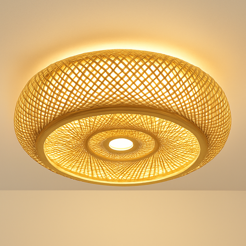 plafonniers en rotin suspension lampe décorative art lustre abat-jour