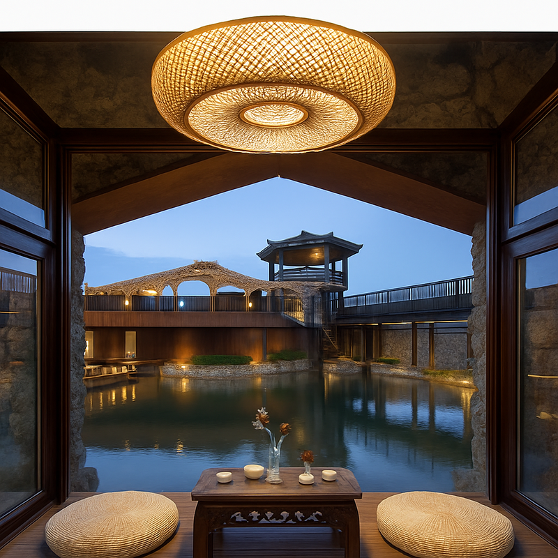 plafonniers en rotin suspension lampe décorative art lustre abat-jour