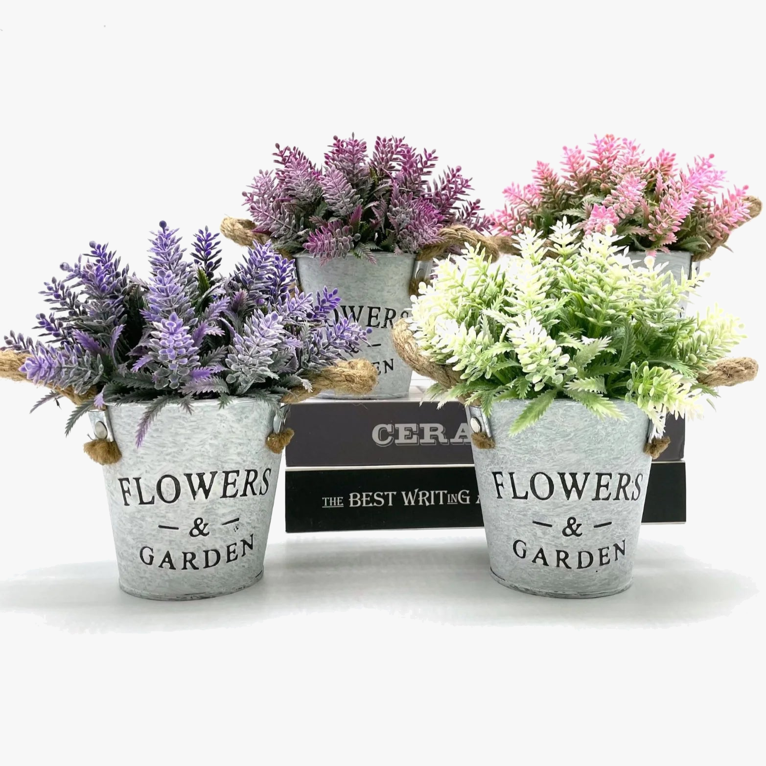 plante artificielle eucalyptus lavande en pot pour décoration intérieure