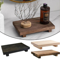 plateau en bois sur pied pour rangement et décoration
