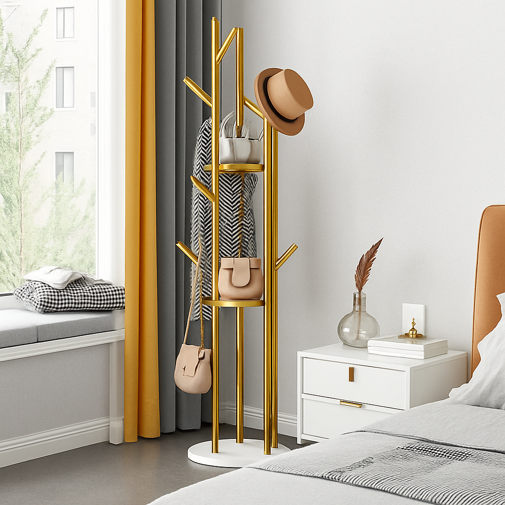 porte-manteau en marbre doré pour intérieur élégant et moderne - vue 5 sur 7