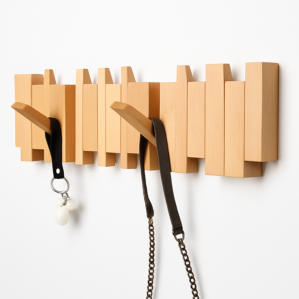 porte-manteaux mural en bois crochets décoratifs en forme de piano