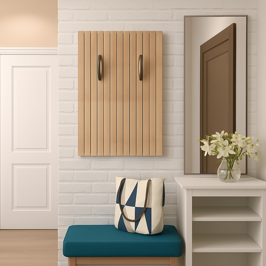 portemanteau mural créatif en bois avec crochets et cintres - vue 5 sur 15