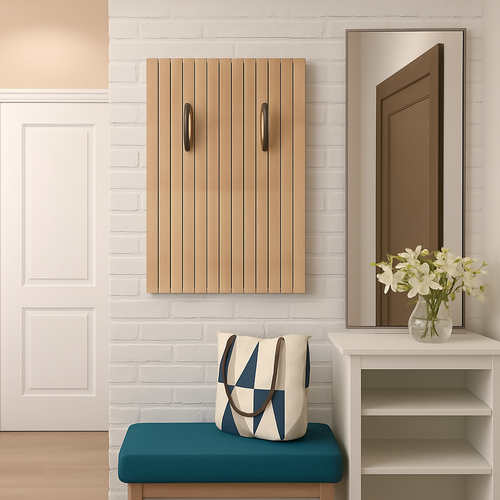 portemanteau mural créatif en bois avec crochets et cintres