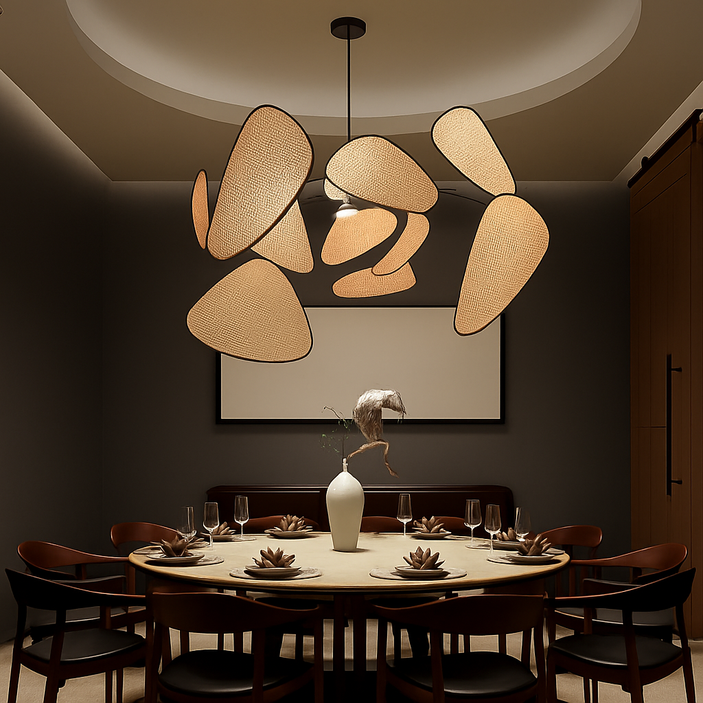 Postmodern LED lustres de plafond feuille grille rurale fait à la main en rotin suspension lumière maison salon chambre Art décor suspension lampe - vue 3 sur 25