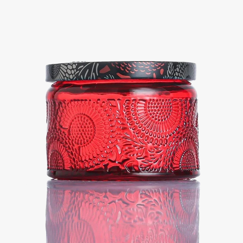 pot à bougie en relief en verre avec couvercle pour aromathérapie