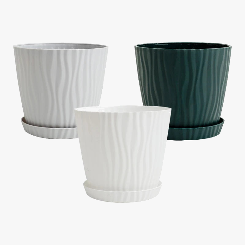 pot de fleurs haut simple à ondulations en plastique multicolore