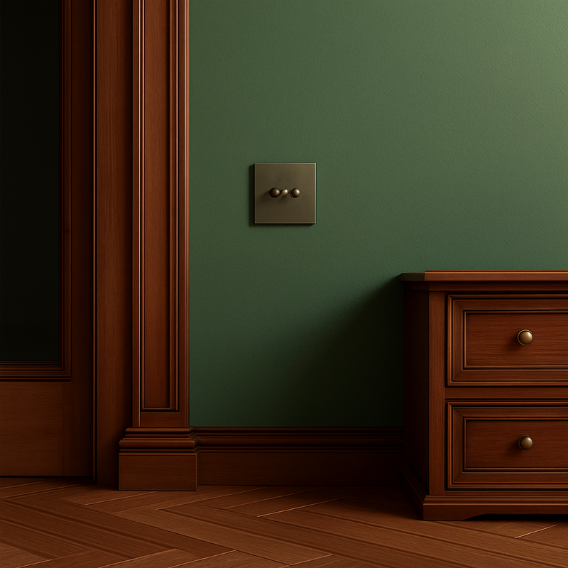 Prise double RJ45 en acier bronze vieilli bords arrondis