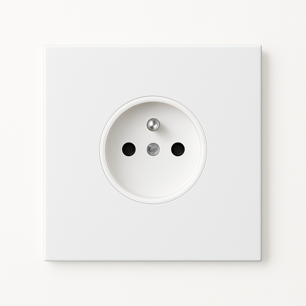 Prise électrique en acier blanc mat