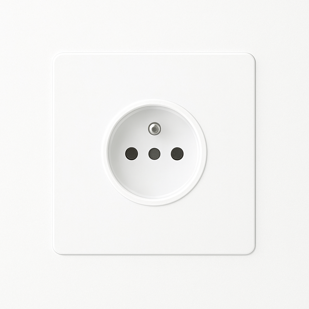 Prise électrique en acier blanc mat bords arrondis
