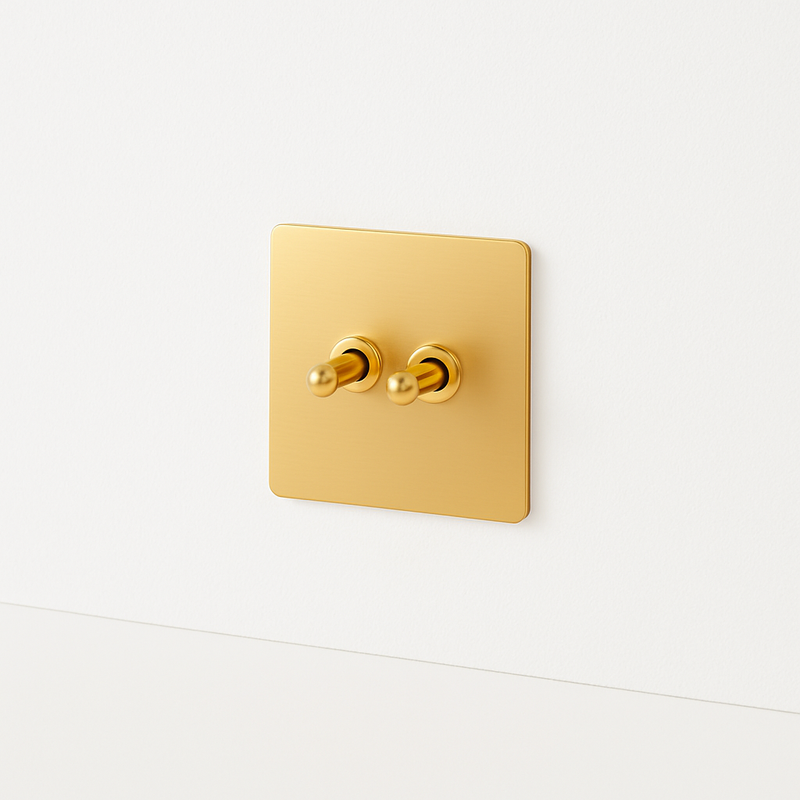 Prise électrique en acier doré brossé bords arrondis