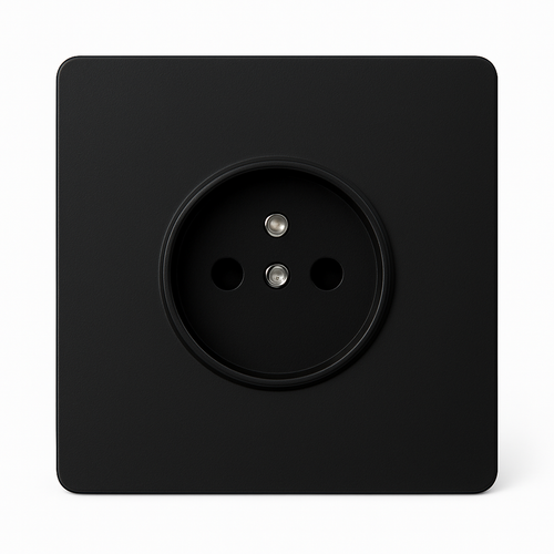 Prise électrique en acier noir mat bords arrondis