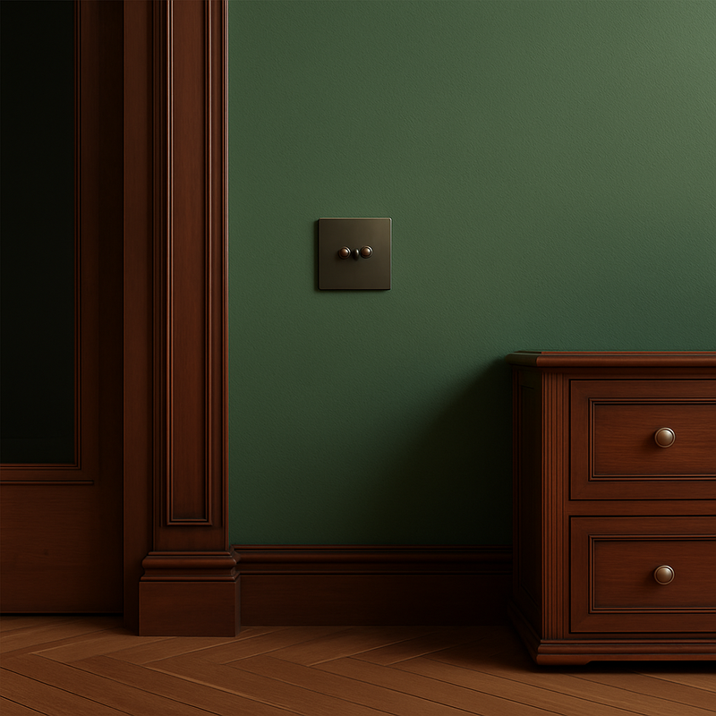 Prise électrique et double USB en acier bronze vieilli bords arrondis