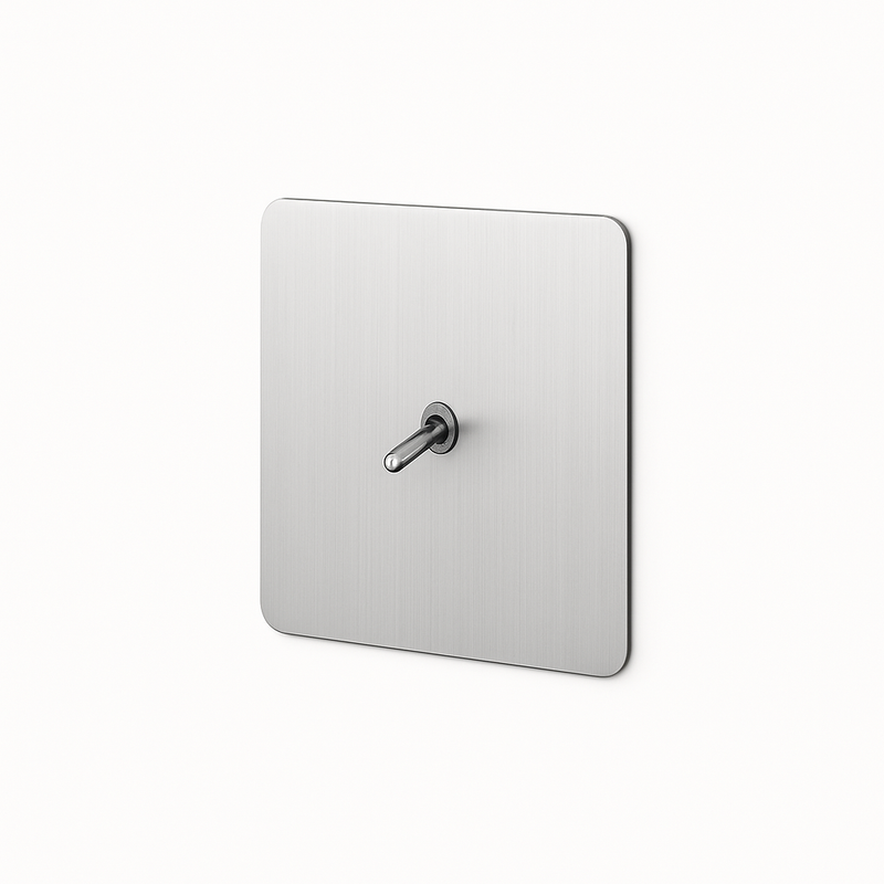 Prise électrique et double USB en acier gris clair brossé bords arrondis