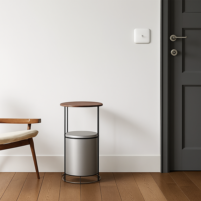 Prise électrique et double USB en acier gris clair brossé bords arrondis