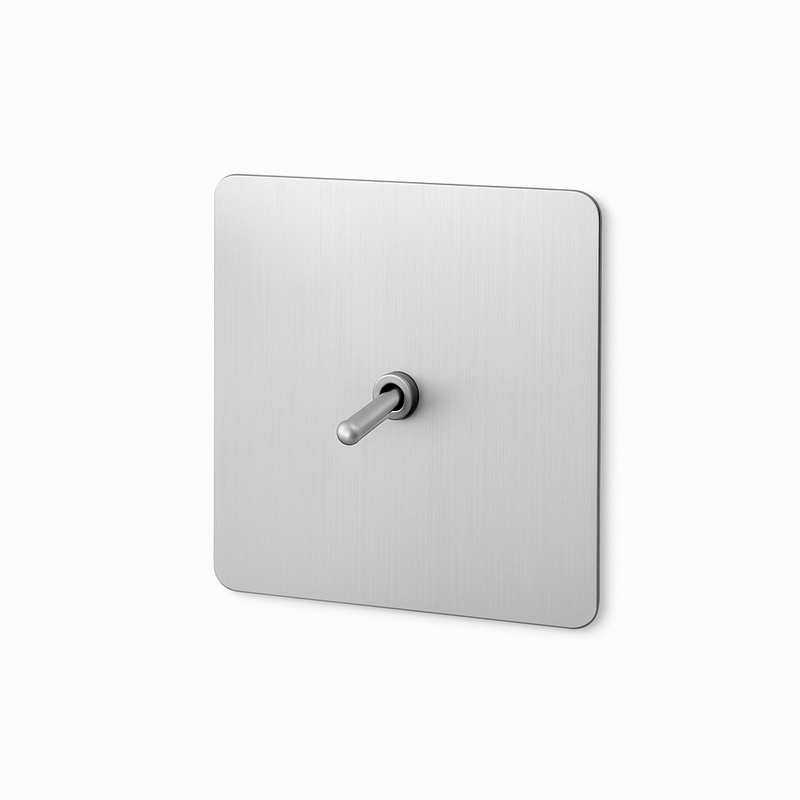 Prise électrique et double USB et USB type C en acier gris clair brossé bords arrondis