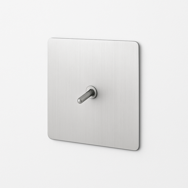 Prise électrique et double USB et USB type C (Europe) en acier gris clair brossé bords arrondis