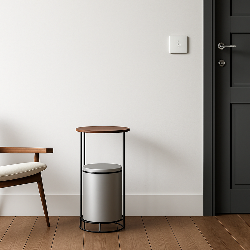 Prise électrique et double USB et USB type C (Europe) en acier gris clair brossé bords arrondis