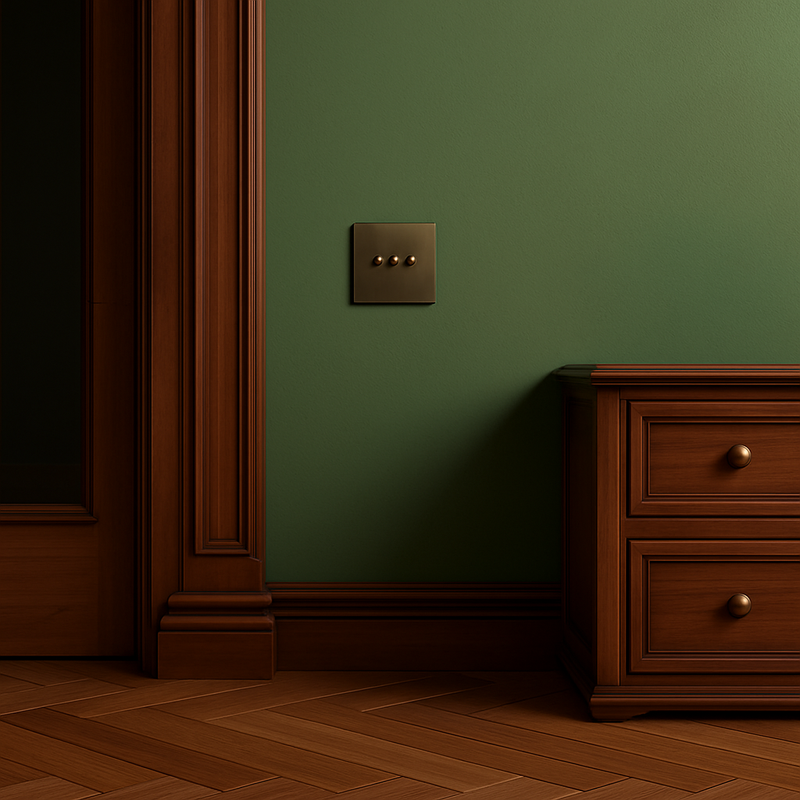 Prise électrique et double USB (Europe) en acier bronze vieilli bords arrondis