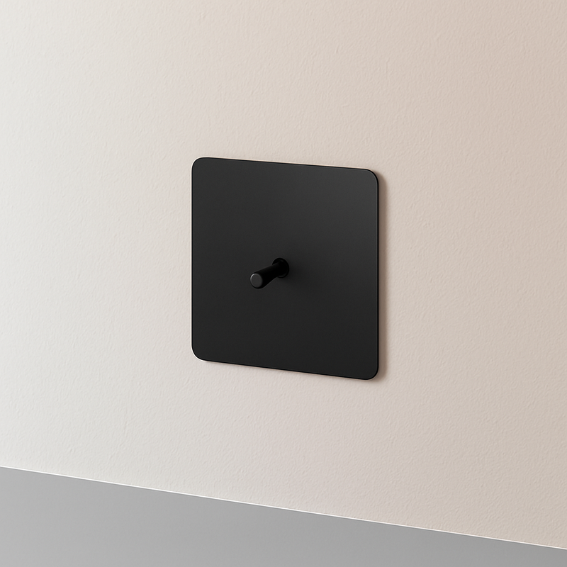 Prise électrique et double USB type C en acier noir mat bords arrondis