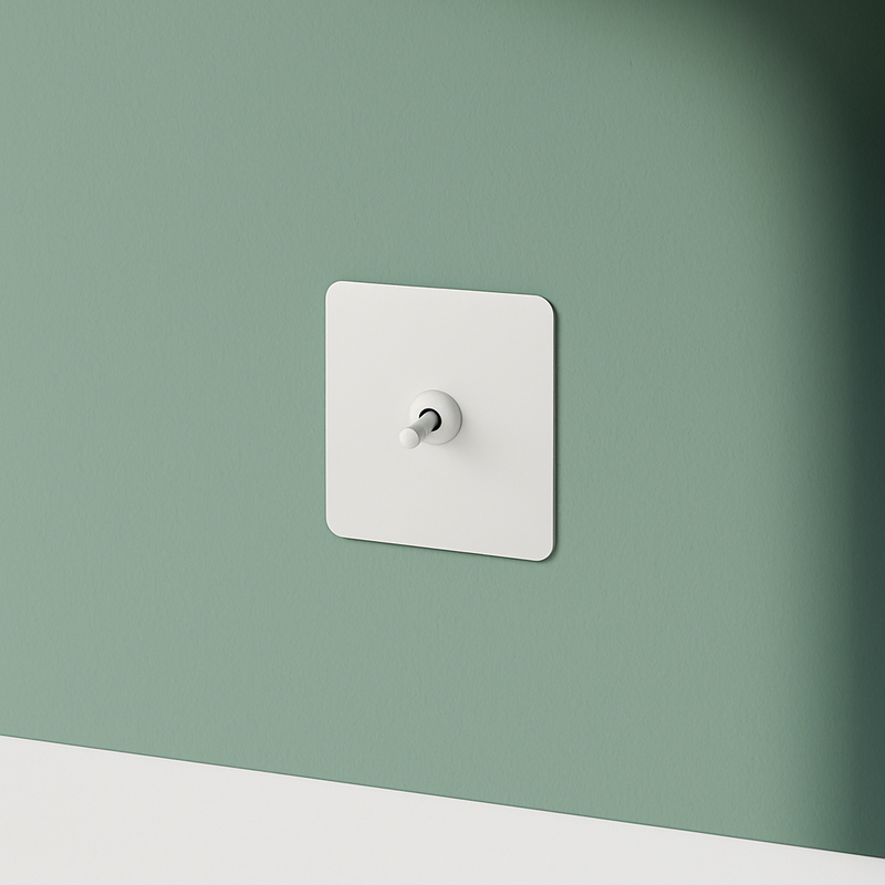 Prise électrique (Europe) en acier blanc mat bords arrondis