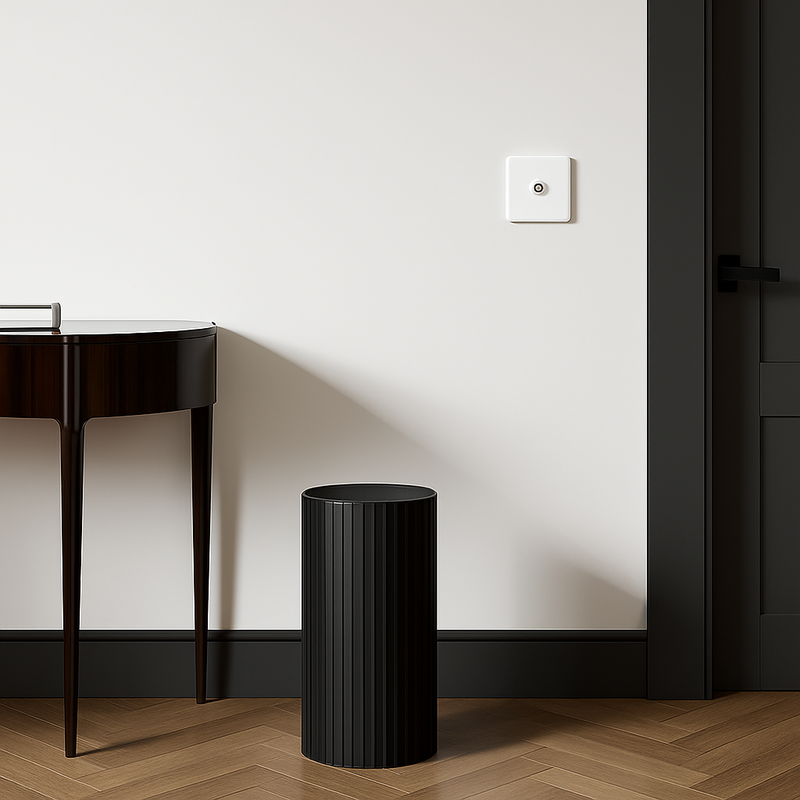 Prise électrique (Europe) en acier blanc mat bords arrondis