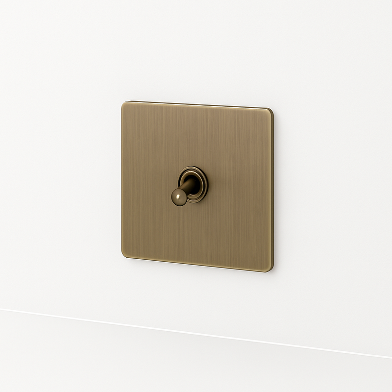 Prise électrique (Europe) en acier gris brossé bords arrondis