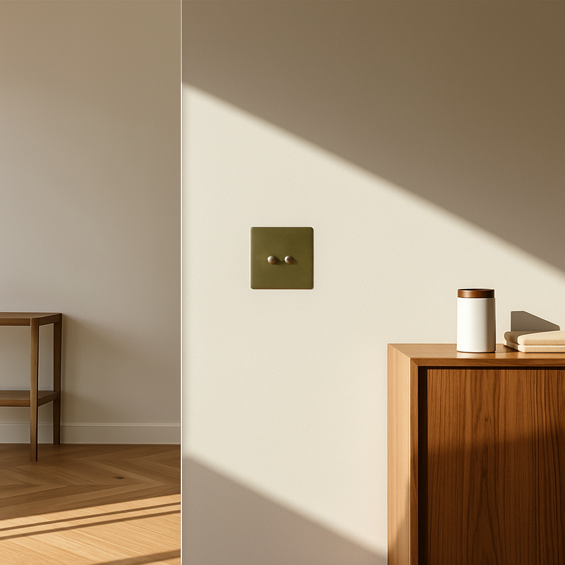 Prise électrique (Europe) en acier gris brossé bords arrondis