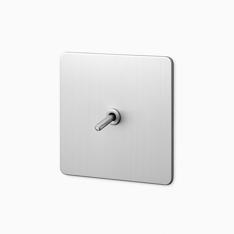 Prise électrique (Europe) en acier gris clair brossé bords arrondis