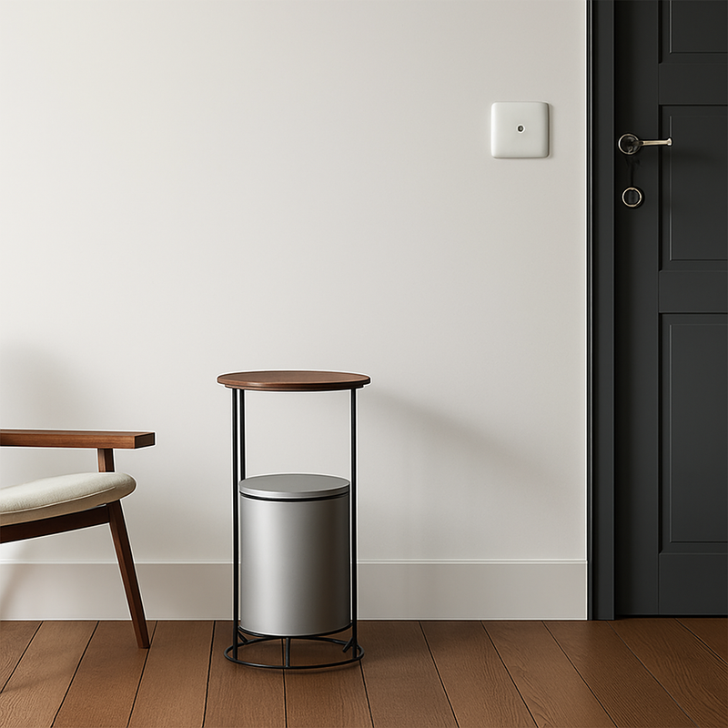 Prise électrique (Europe) en acier gris clair brossé bords arrondis