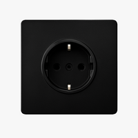 Prise électrique (Europe) en acier noir mat bords arrondis