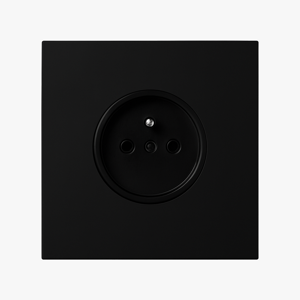 Prise électrique simple en acier noir brossé