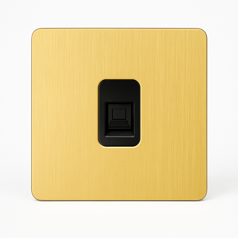 Prise RJ45 en acier doré brossé bords arrondis