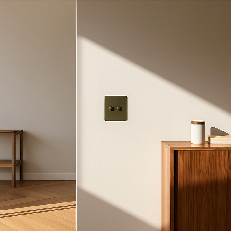 Prise RJ45 en acier gris brossé bords arrondis