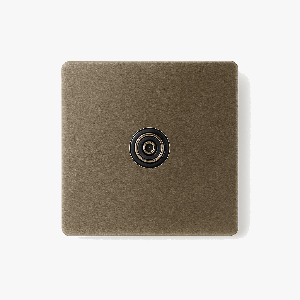 Prise TV en acier bronze vieilli bords arrondis